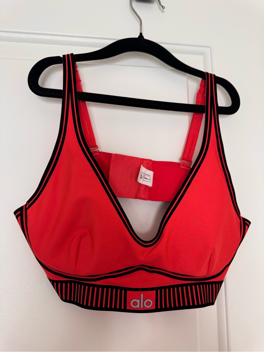 Alo Women's pink Sports Bra with Black Trim